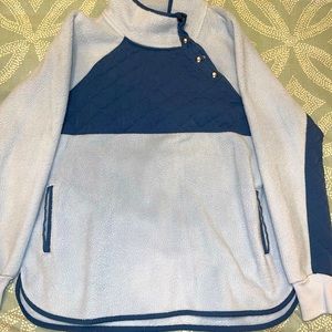 Symmetrical button up fleece pullover